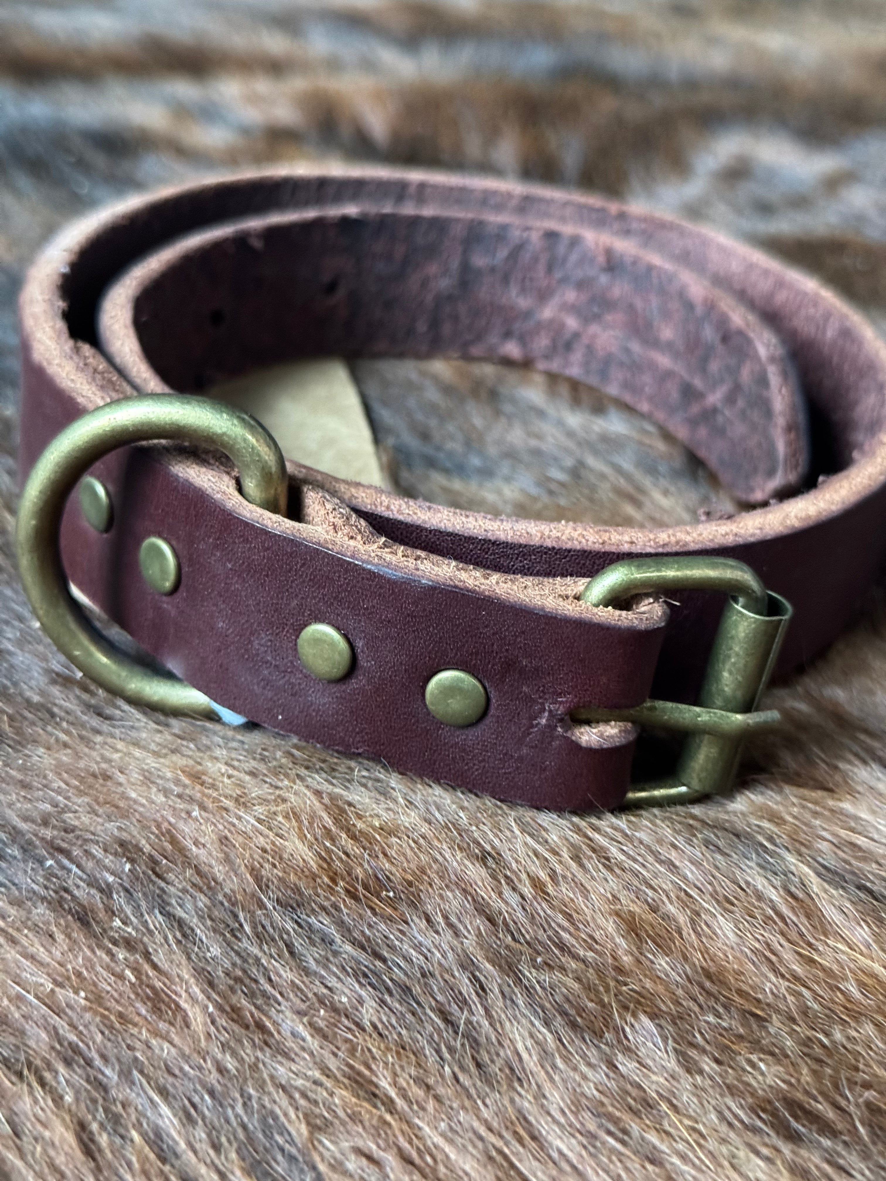 1" wide Full Grain Leather Dog Collar